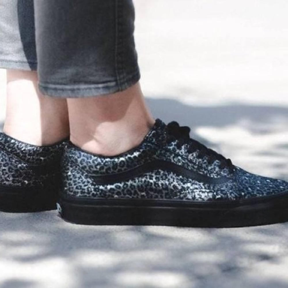 Vans Old Skool Leopard Cheetah Print Black Sole